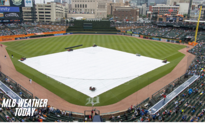 MLB weather today showing clear skies and a baseball field.