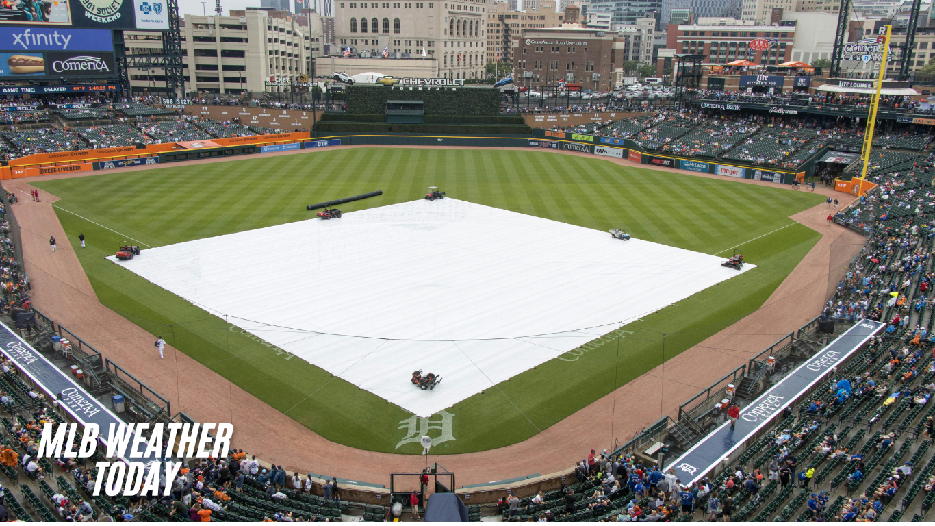 MLB weather today showing clear skies and a baseball field.