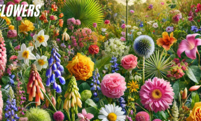 Vibrant and diverse flowers in a natural setting.