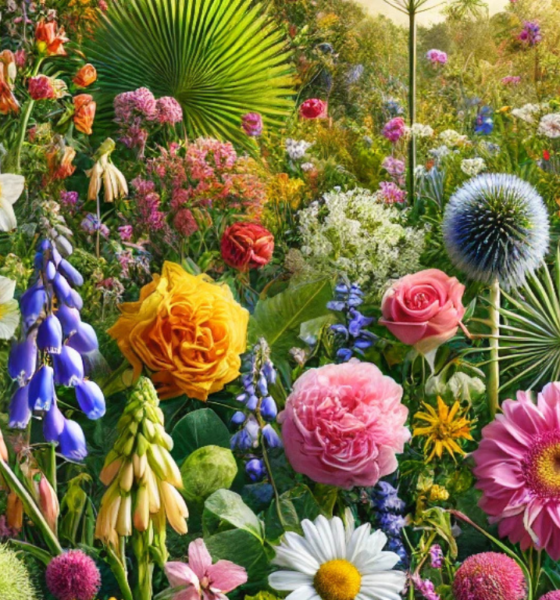 Vibrant and diverse flowers in a natural setting.